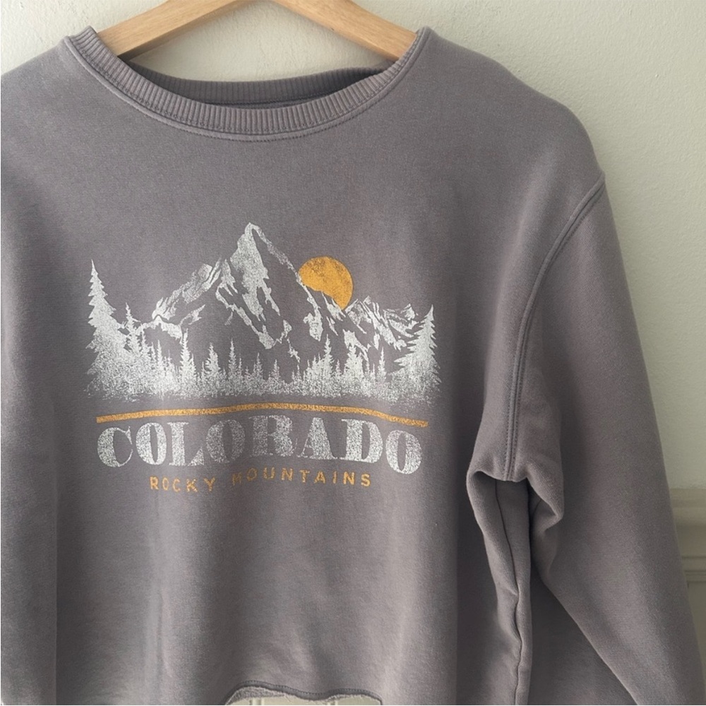 Hollister Purple Colorado Rocky Mountains Colorado Cropped Sweatshirt size XS - Picture 4 of 5